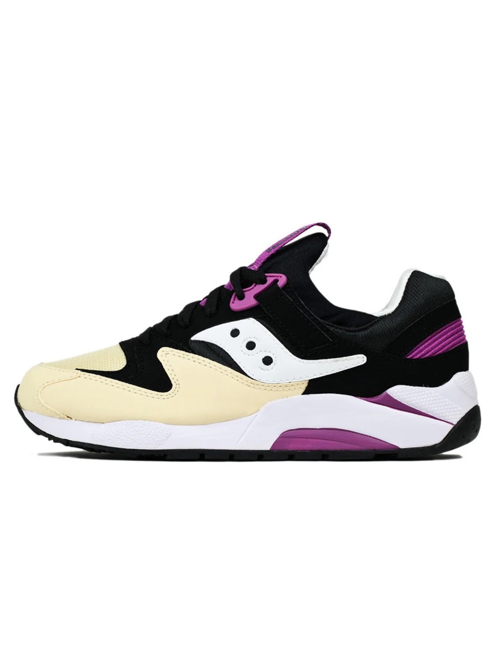 Rare Saucony Grid 9000 Sneakers in Black, Beige & Purple
